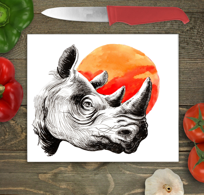 Rhino Glass Chopping Board, Rhino Cutting Board, Rhino Glass